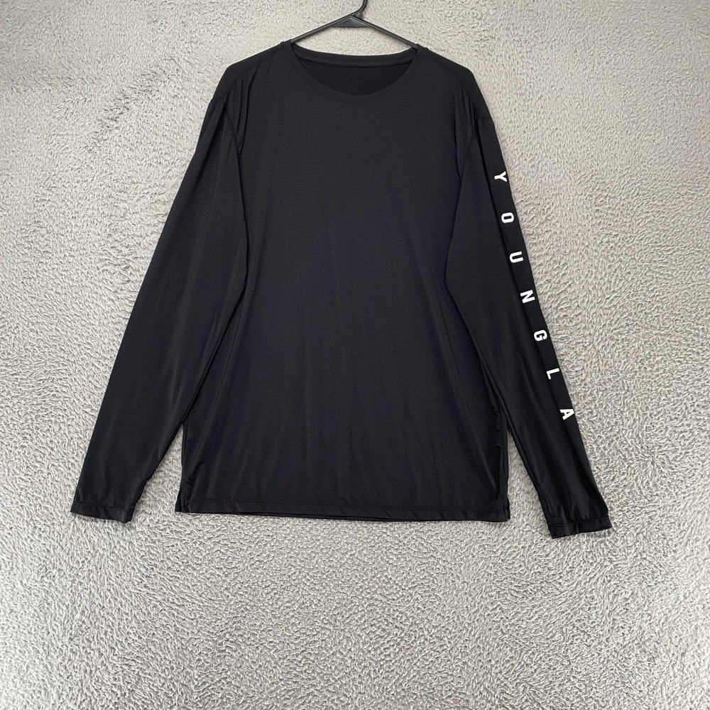 YoungLA‎ Shirt Mens XL Black Long Sleeve Athletic Gym Workout Performance Tee